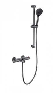 Смеситель для ванны с душем Wonzon & Woghand WW-C2001-A-BGG с термостатом тёмный графит